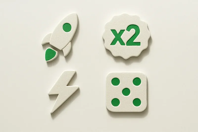 Grid of instant game symbols on cream linen background